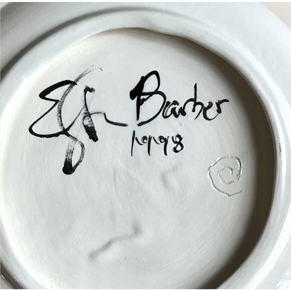 Colorful Decorative Ceramic Plate Hand Painted Wall Decor Artsy Kitchen Unique - Picture 8 of 12